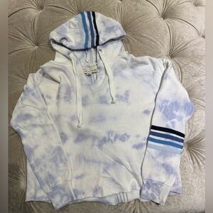 Vintage Havana Light Blue Tie-Dye Cotton Hoodie Sweater